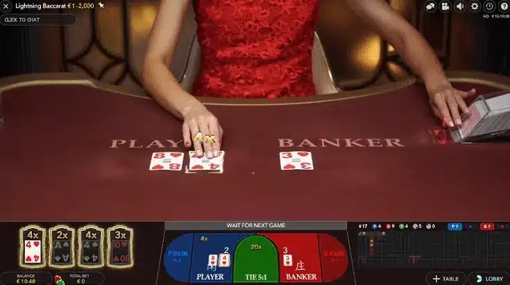 adding a random multiplier to up to five random cards in the deck for lightning baccarat